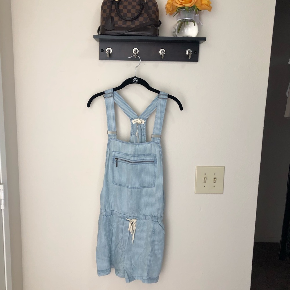 Lovestich Pin Stripped Short Overalls - Picture 8 of 8